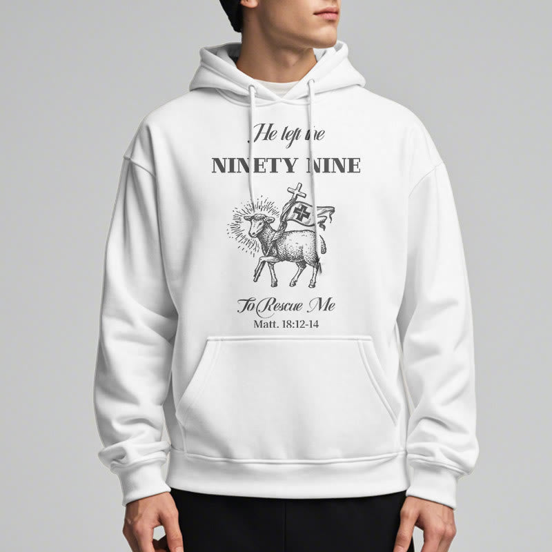 Christianartworkshop Quotation Style He Left the Ninety-Nine Fleece Lined Polyester Hoodie - image 3