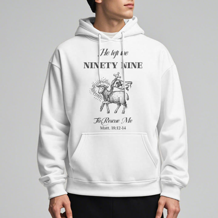 Christianartworkshop Quotation Style He Left the Ninety-Nine Fleece Lined Polyester Hoodie - image 3