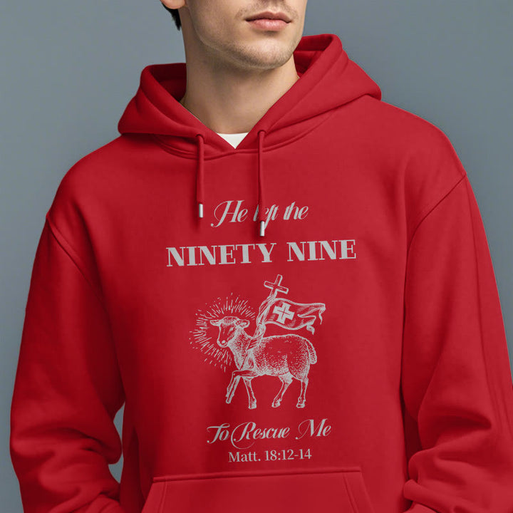 Christianartworkshop Quotation Style He Left the Ninety-Nine Fleece Lined Polyester Hoodie - image 38