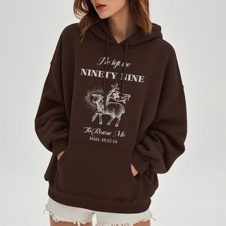 Christianartworkshop Quotation Style He Left the Ninety-Nine Fleece Lined Polyester Hoodie - image 19