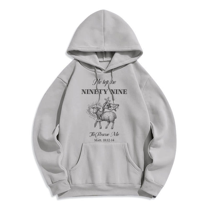 Christianartworkshop Quotation Style He Left the Ninety-Nine Fleece Lined Polyester Hoodie - Grey - 2XL - image 31