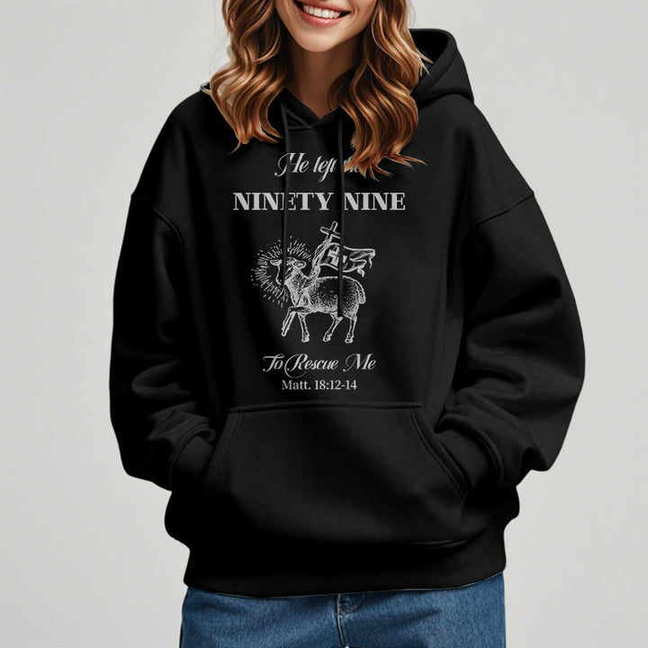 Christianartworkshop Quotation Style He Left the Ninety-Nine Fleece Lined Polyester Hoodie - image 8