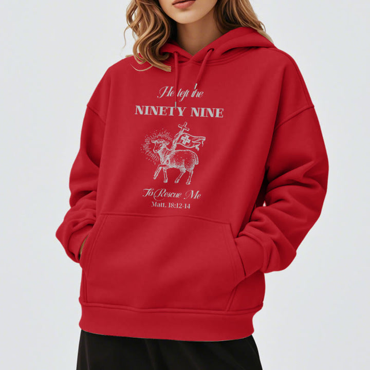 Christianartworkshop Quotation Style He Left the Ninety-Nine Fleece Lined Polyester Hoodie - image 39