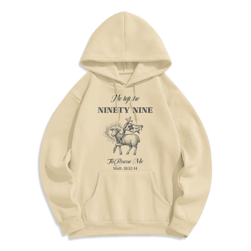 Christianartworkshop Quotation Style He Left the Ninety-Nine Fleece Lined Polyester Hoodie - Beige - 2XL - image 11