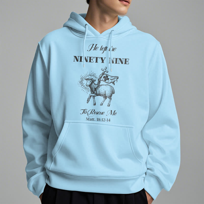 Christianartworkshop Quotation Style He Left the Ninety-Nine Fleece Lined Polyester Hoodie - image 27