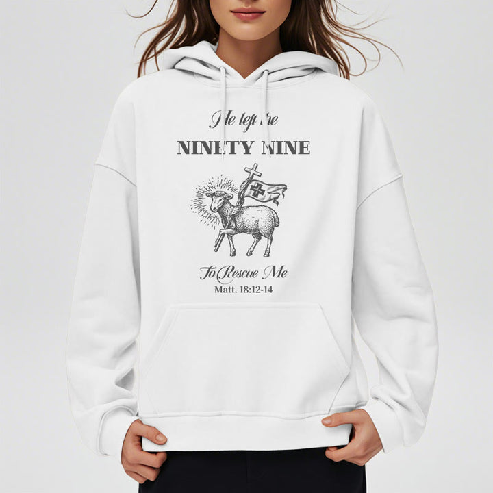 Christianartworkshop Quotation Style He Left the Ninety-Nine Fleece Lined Polyester Hoodie - image 2