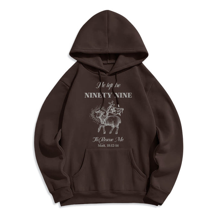 Christianartworkshop Quotation Style He Left the Ninety-Nine Fleece Lined Polyester Hoodie - Brown - 2XL - image 16