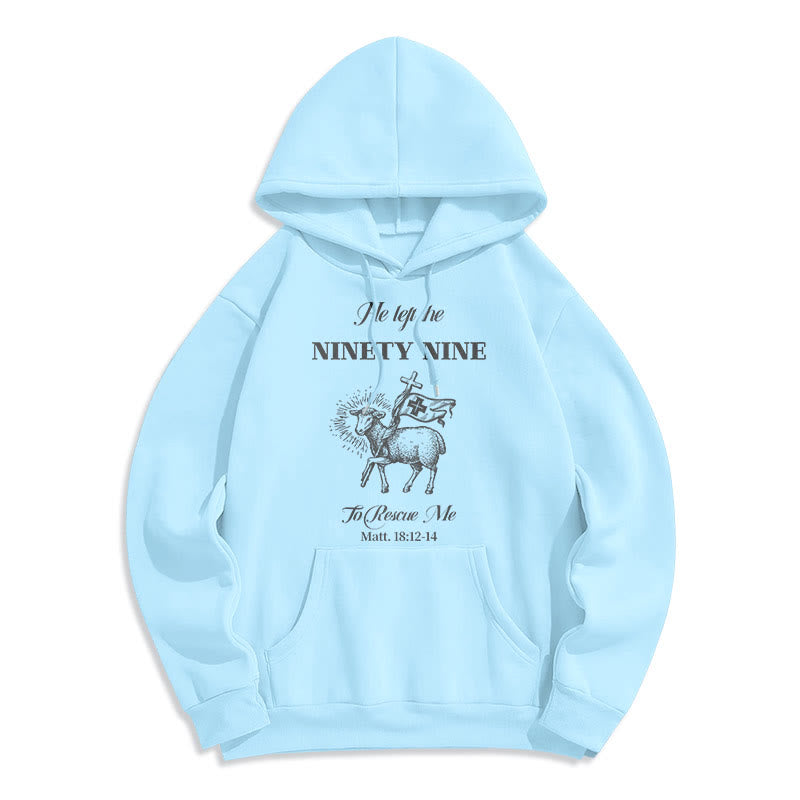 Christianartworkshop Quotation Style He Left the Ninety-Nine Fleece Lined Polyester Hoodie - Blue - 2XL - image 26