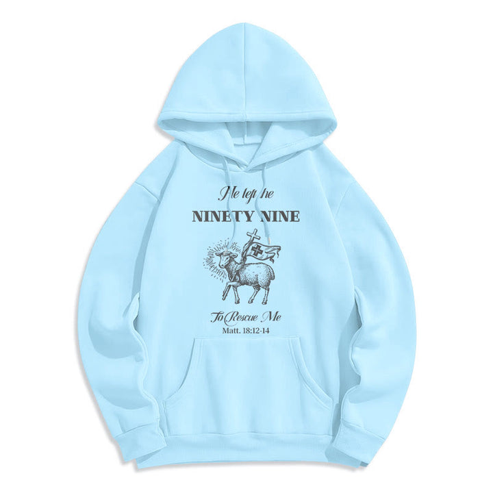 Christianartworkshop Quotation Style He Left the Ninety-Nine Fleece Lined Polyester Hoodie - Blue - 2XL - image 26