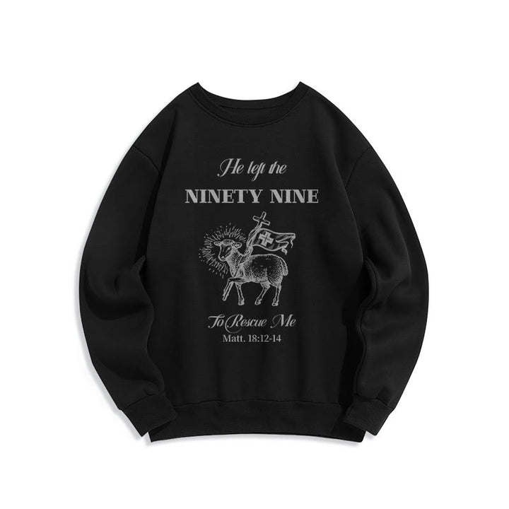 Christianartworkshop Quotation Style He Left the Ninety-Nine Fleece Lined Polyester Sweatshirt - Black - 2XL - image 6