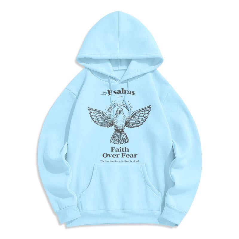 Christianartworkshop Classic Quotation Style Faith Over Fear Fleece Lined Polyester Hoodie - Blue - 2XL - image 1