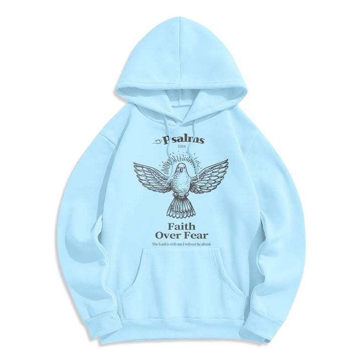 Christianartworkshop Classic Quotation Style Faith Over Fear Fleece Lined Polyester Hoodie - Blue - 2XL - image 1