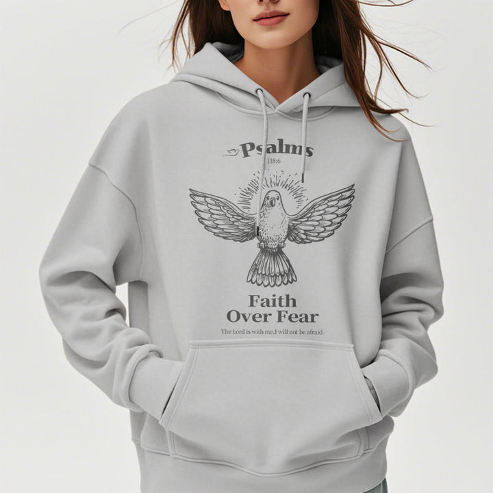 Christianartworkshop Classic Quotation Style Faith Over Fear Fleece Lined Polyester Hoodie - image 34