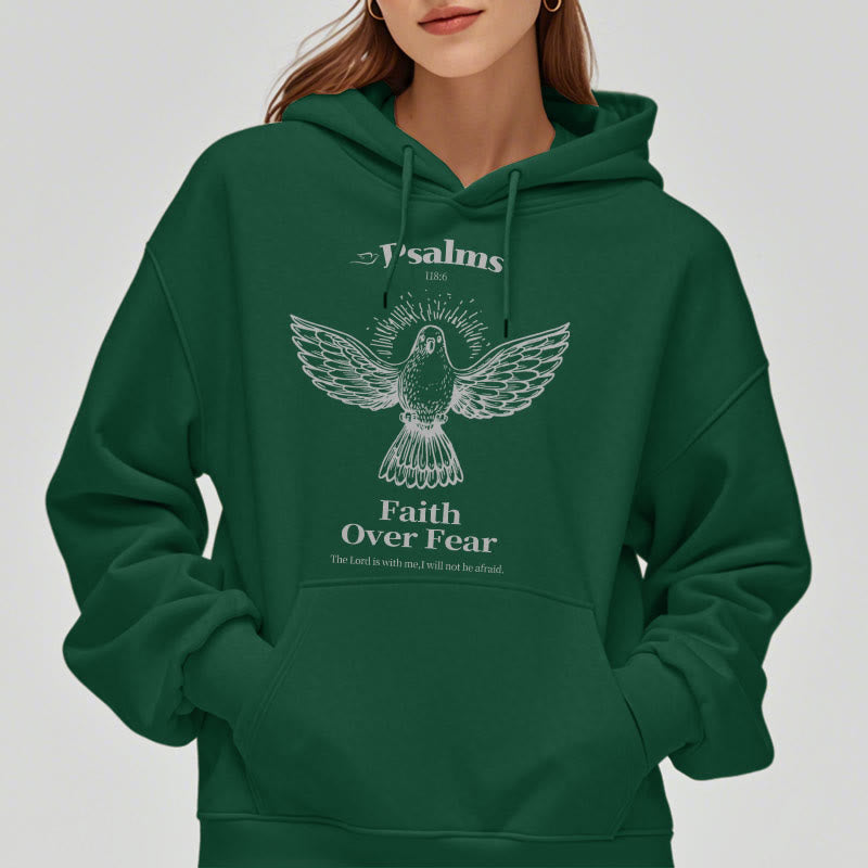 Christianartworkshop Classic Quotation Style Faith Over Fear Fleece Lined Polyester Hoodie - image 28