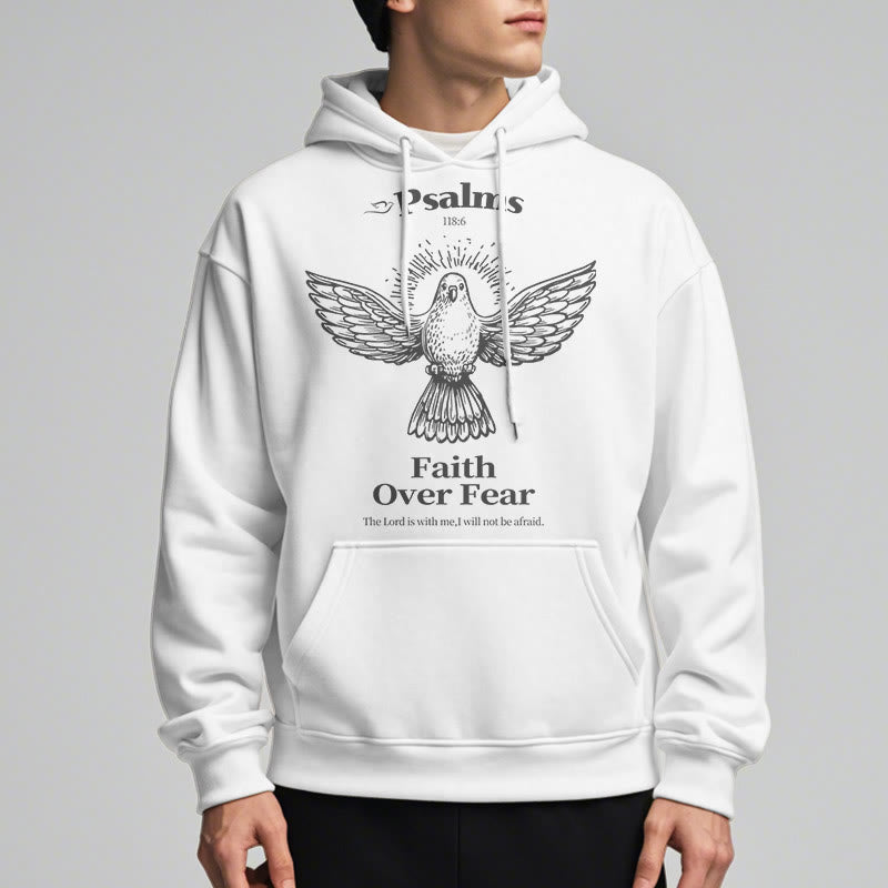 Christianartworkshop Classic Quotation Style Faith Over Fear Fleece Lined Polyester Hoodie - image 14