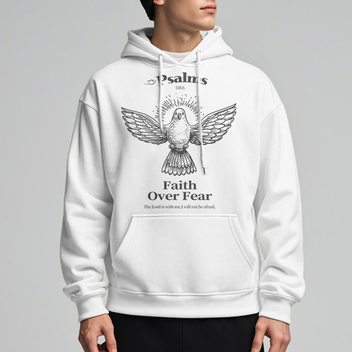 Christianartworkshop Classic Quotation Style Faith Over Fear Fleece Lined Polyester Hoodie - image 14