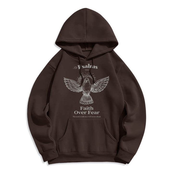 Christianartworkshop Classic Quotation Style Faith Over Fear Fleece Lined Polyester Hoodie - Brown - 2XL - image 21