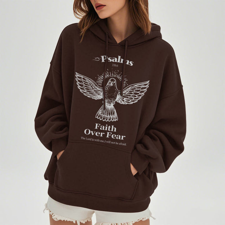 Christianartworkshop Classic Quotation Style Faith Over Fear Fleece Lined Polyester Hoodie - image 24