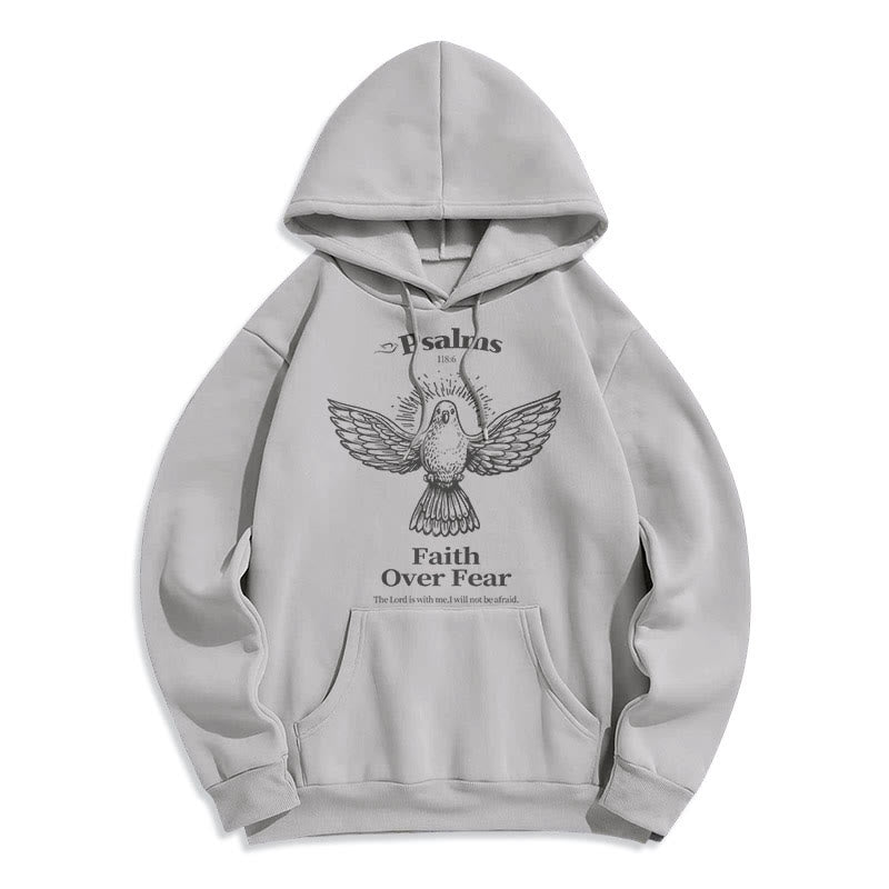 Christianartworkshop Classic Quotation Style Faith Over Fear Fleece Lined Polyester Hoodie - Grey - 2XL - image 31
