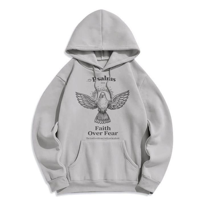 Christianartworkshop Classic Quotation Style Faith Over Fear Fleece Lined Polyester Hoodie - Grey - 2XL - image 31