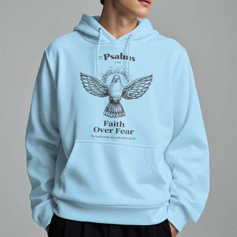 Christianartworkshop Classic Quotation Style Faith Over Fear Fleece Lined Polyester Hoodie - image 2