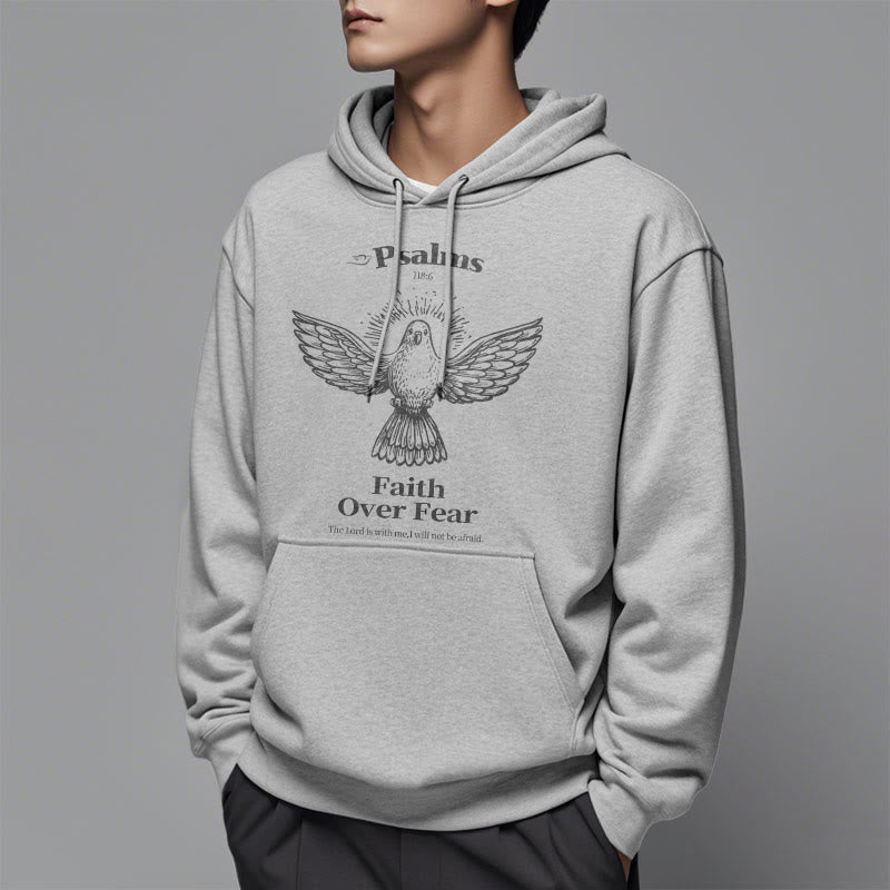Christianartworkshop Classic Quotation Style Faith Over Fear Fleece Lined Polyester Hoodie - image 33