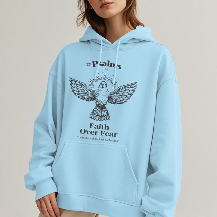 Christianartworkshop Classic Quotation Style Faith Over Fear Fleece Lined Polyester Hoodie - image 3