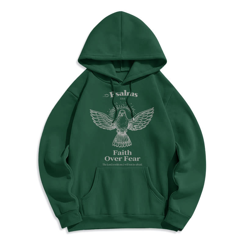 Christianartworkshop Classic Quotation Style Faith Over Fear Fleece Lined Polyester Hoodie - Green - 2XL - image 26