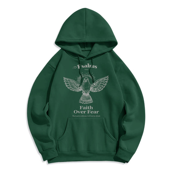 Christianartworkshop Classic Quotation Style Faith Over Fear Fleece Lined Polyester Hoodie - Green - 2XL - image 26