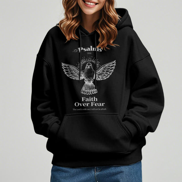 Christianartworkshop Classic Quotation Style Faith Over Fear Fleece Lined Polyester Hoodie - image 8