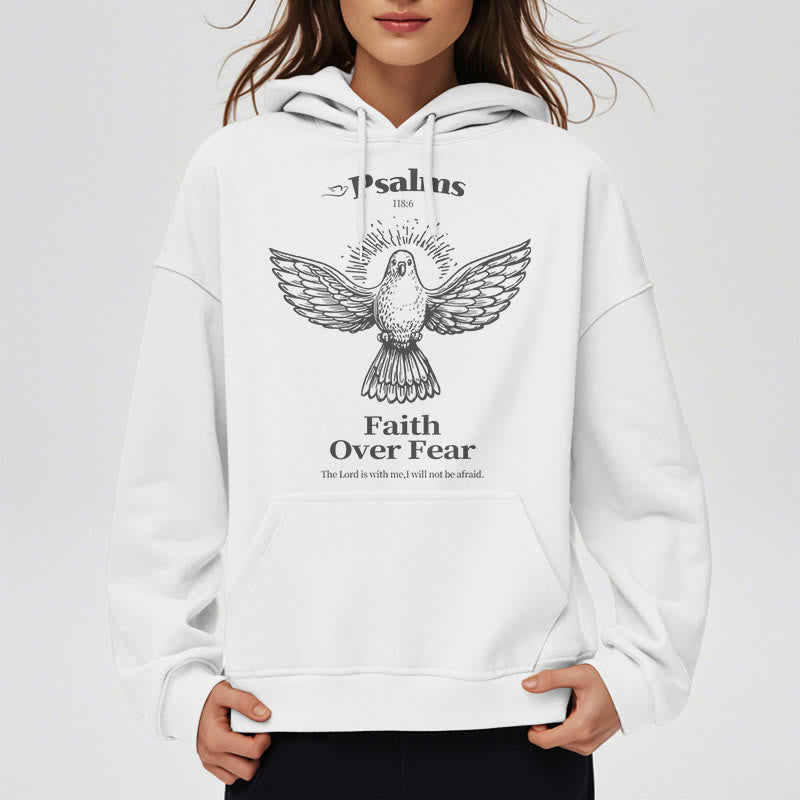 Christianartworkshop Classic Quotation Style Faith Over Fear Fleece Lined Polyester Hoodie - image 13