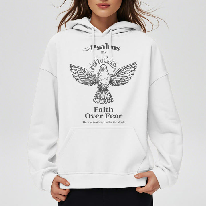 Christianartworkshop Classic Quotation Style Faith Over Fear Fleece Lined Polyester Hoodie - image 13
