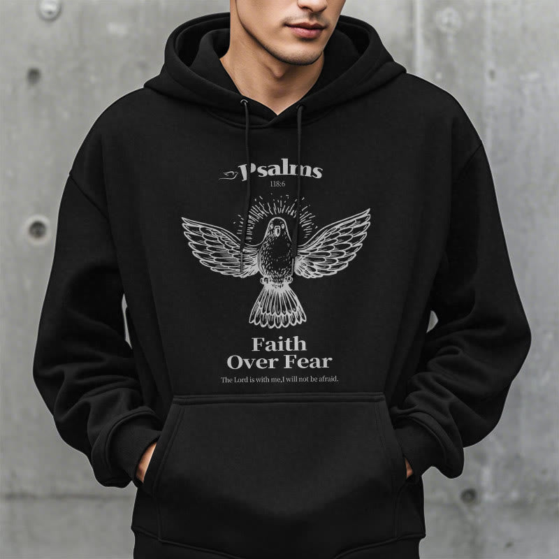 Christianartworkshop Classic Quotation Style Faith Over Fear Fleece Lined Polyester Hoodie - image 9