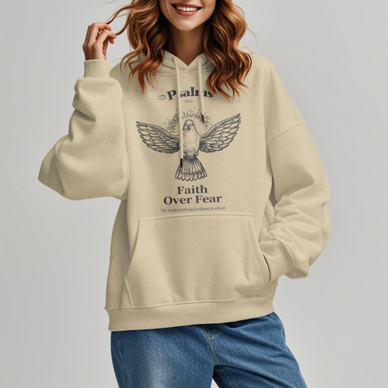 Christianartworkshop Classic Quotation Style Faith Over Fear Fleece Lined Polyester Hoodie - image 19