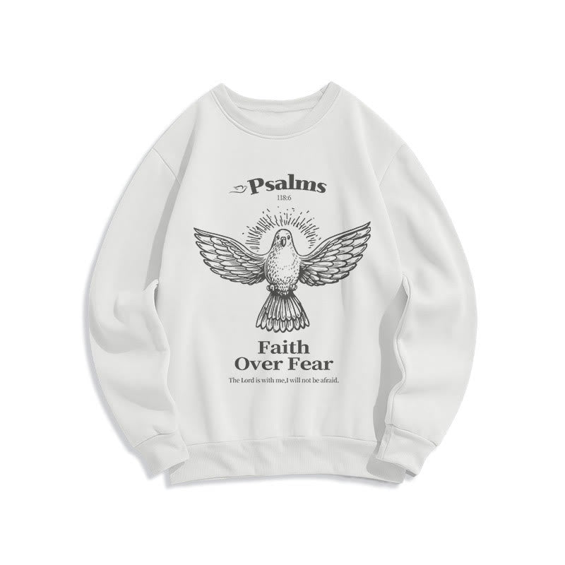 Christianartworkshop Classic Quotation Style Faith Over Fear Fleece Lined Polyester Sweatshirt - White - 2XL - image 11