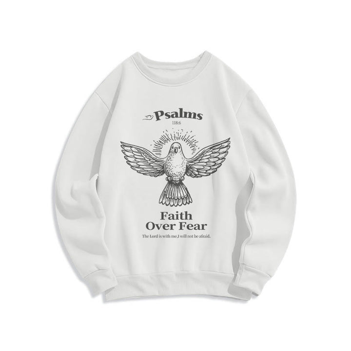 Christianartworkshop Classic Quotation Style Faith Over Fear Fleece Lined Polyester Sweatshirt - White - 2XL - image 11