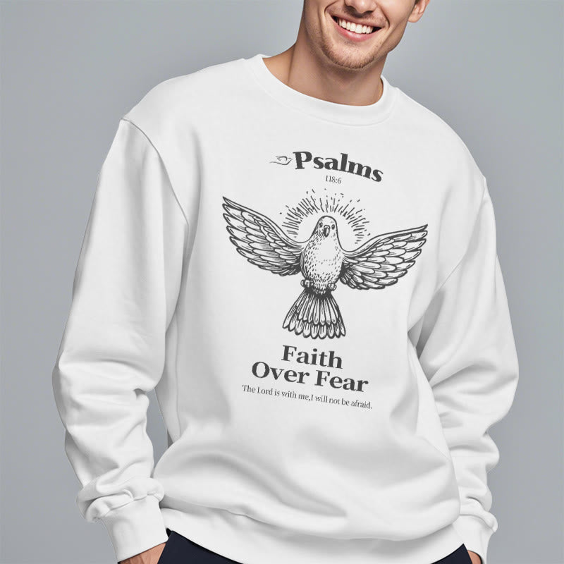 Christianartworkshop Classic Quotation Style Faith Over Fear Fleece Lined Polyester Sweatshirt - image 13