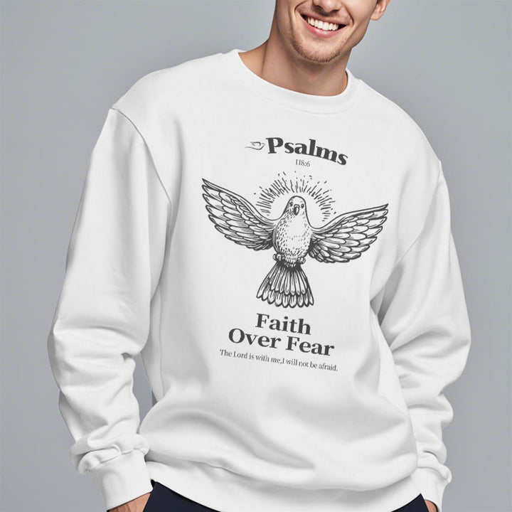 Christianartworkshop Classic Quotation Style Faith Over Fear Fleece Lined Polyester Sweatshirt - image 13