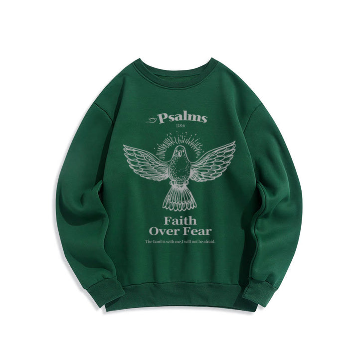 Christianartworkshop Classic Quotation Style Faith Over Fear Fleece Lined Polyester Sweatshirt - Green - 2XL - image 26