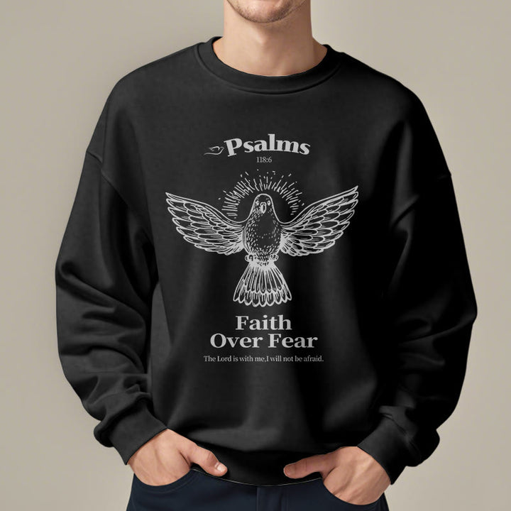 Christianartworkshop Classic Quotation Style Faith Over Fear Fleece Lined Polyester Sweatshirt - image 9