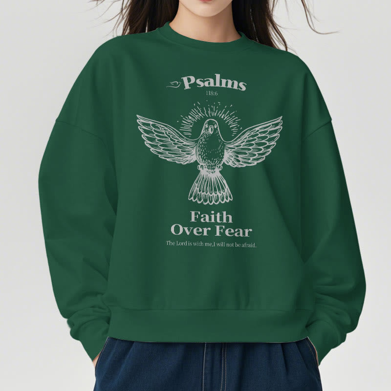Christianartworkshop Classic Quotation Style Faith Over Fear Fleece Lined Polyester Sweatshirt - image 29