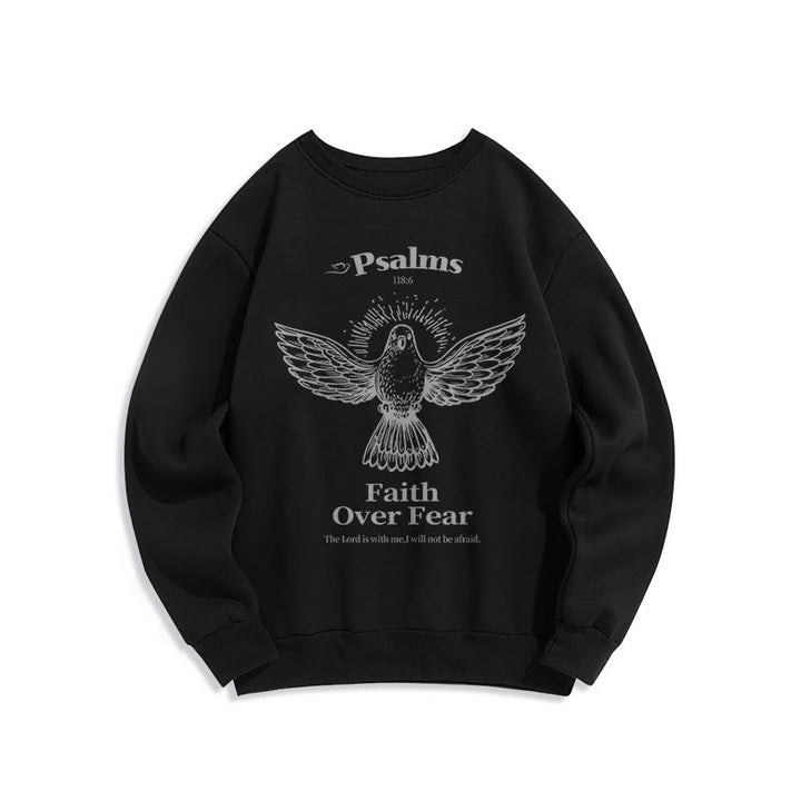 Christianartworkshop Classic Quotation Style Faith Over Fear Fleece Lined Polyester Sweatshirt - Black - 2XL - image 6