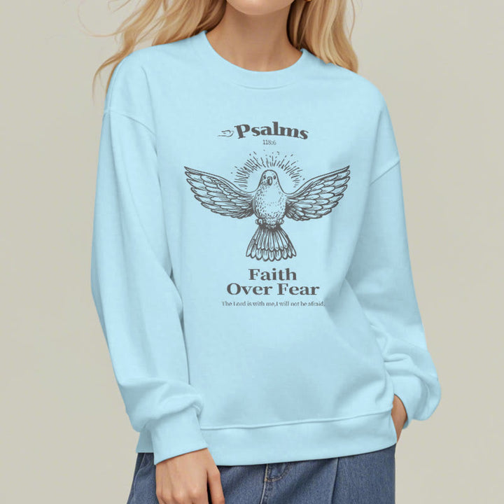 Christianartworkshop Classic Quotation Style Faith Over Fear Fleece Lined Polyester Sweatshirt - image 3