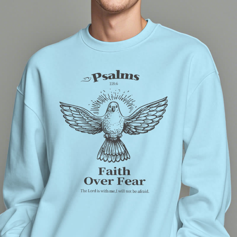 Christianartworkshop Classic Quotation Style Faith Over Fear Fleece Lined Polyester Sweatshirt - image 2