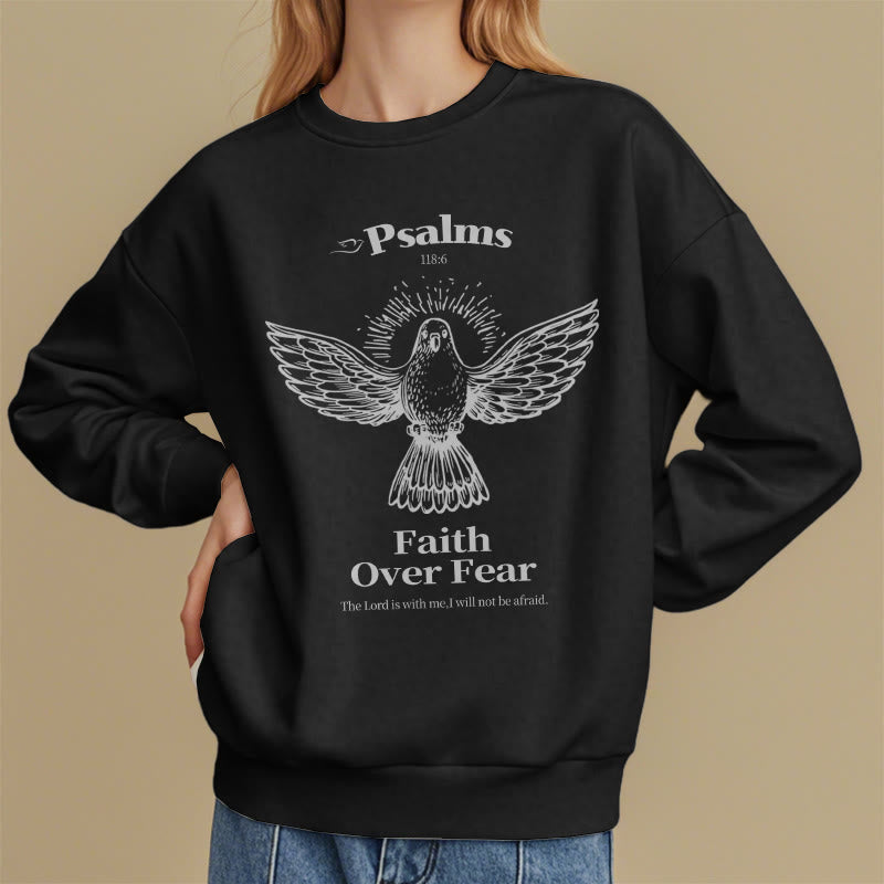 Christianartworkshop Classic Quotation Style Faith Over Fear Fleece Lined Polyester Sweatshirt - image 8