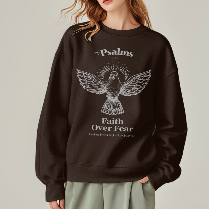 Christianartworkshop Classic Quotation Style Faith Over Fear Fleece Lined Polyester Sweatshirt - image 24