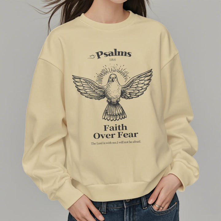 Christianartworkshop Classic Quotation Style Faith Over Fear Fleece Lined Polyester Sweatshirt - image 19