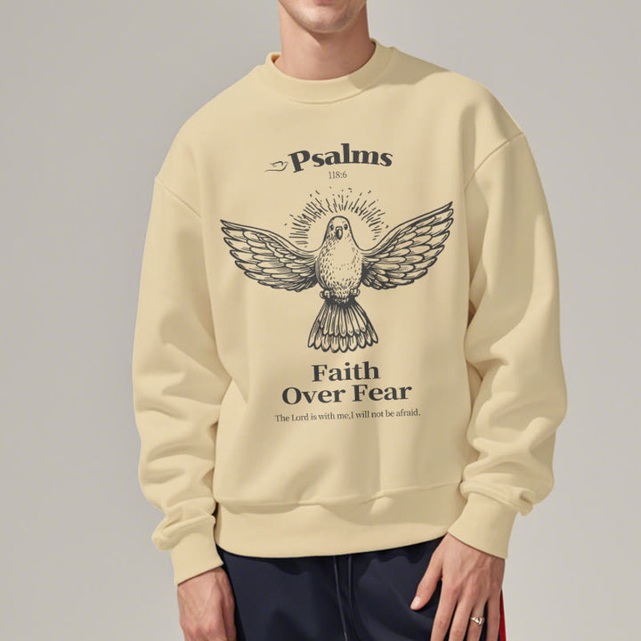 Christianartworkshop Classic Quotation Style Faith Over Fear Fleece Lined Polyester Sweatshirt - image 18
