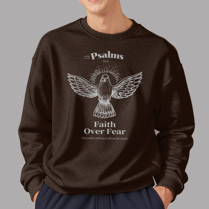Christianartworkshop Classic Quotation Style Faith Over Fear Fleece Lined Polyester Sweatshirt - image 23