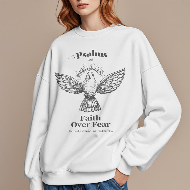 Christianartworkshop Classic Quotation Style Faith Over Fear Fleece Lined Polyester Sweatshirt - image 13